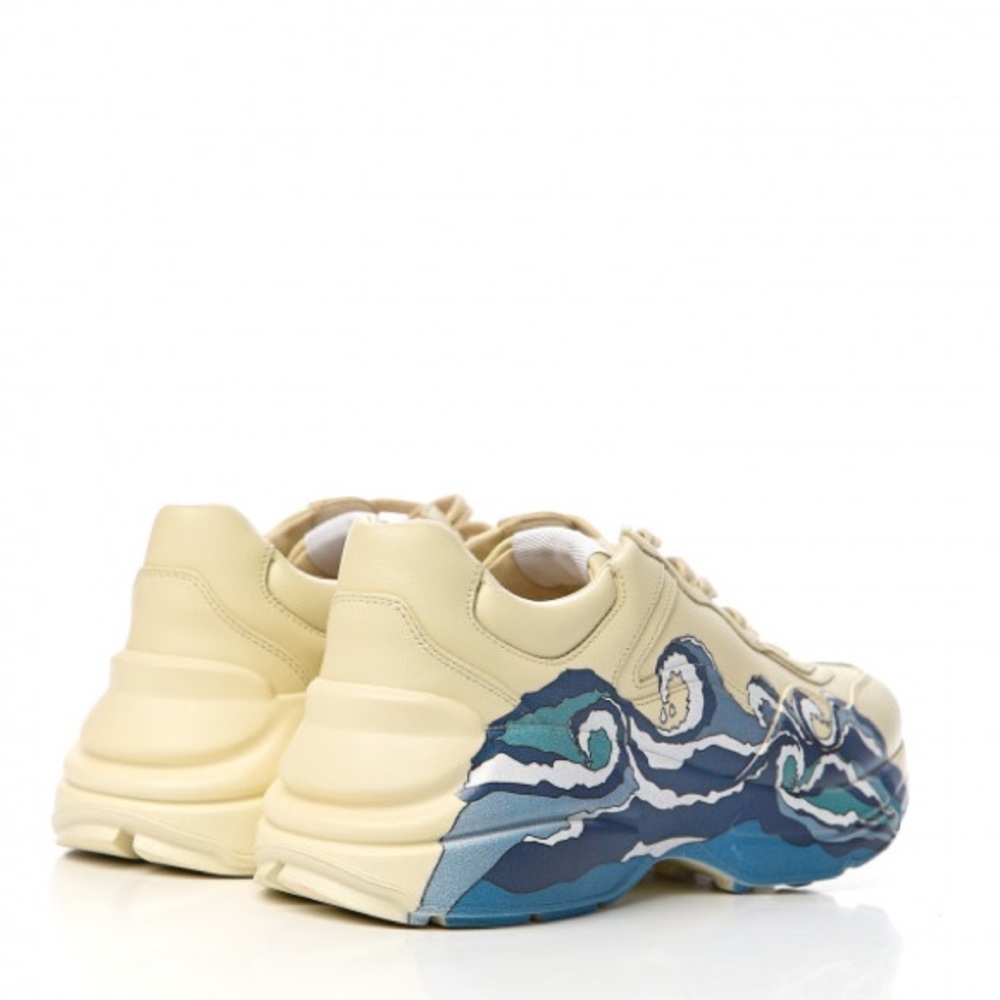 EUC Men’s Size 8 (Euro Sz 41) Gucci Rhyton Wave Print Dad Shoes In Ivory & Blue - Picture 4 of 16